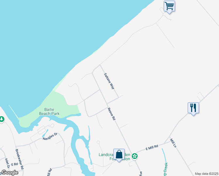map of restaurants, bars, coffee shops, grocery stores, and more near 505 Saltaire Way in Mattituck