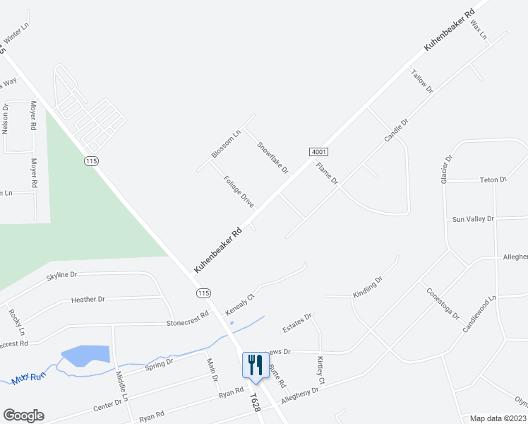 map of restaurants, bars, coffee shops, grocery stores, and more near 164 Kuhenbeaker Road in Blakeslee
