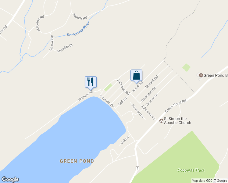 map of restaurants, bars, coffee shops, grocery stores, and more near 15 Sunnyside Lane in Morris County