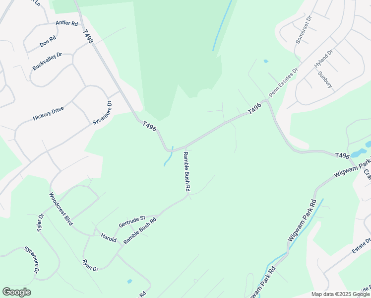 map of restaurants, bars, coffee shops, grocery stores, and more near 99 Ramblebush Rd in Stroudsburg