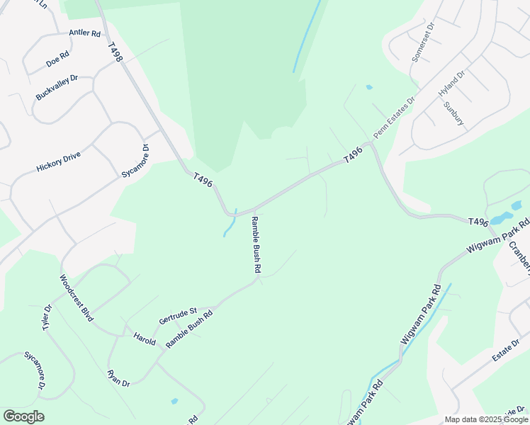 map of restaurants, bars, coffee shops, grocery stores, and more near 85-99 Ramblebush Rd in Stroudsburg