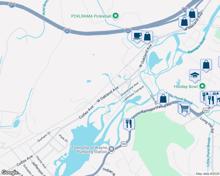 map of restaurants, bars, coffee shops, grocery stores, and more near 383 West Oakland Avenue in Oakland