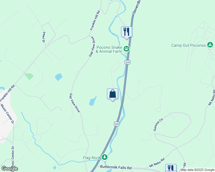 map of restaurants, bars, coffee shops, grocery stores, and more near 2129 Green Mountain Drive in East Stroudsburg