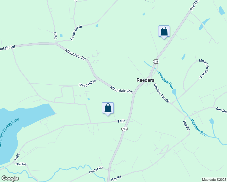 map of restaurants, bars, coffee shops, grocery stores, and more near 2784 Mountain Road in Stroudsburg