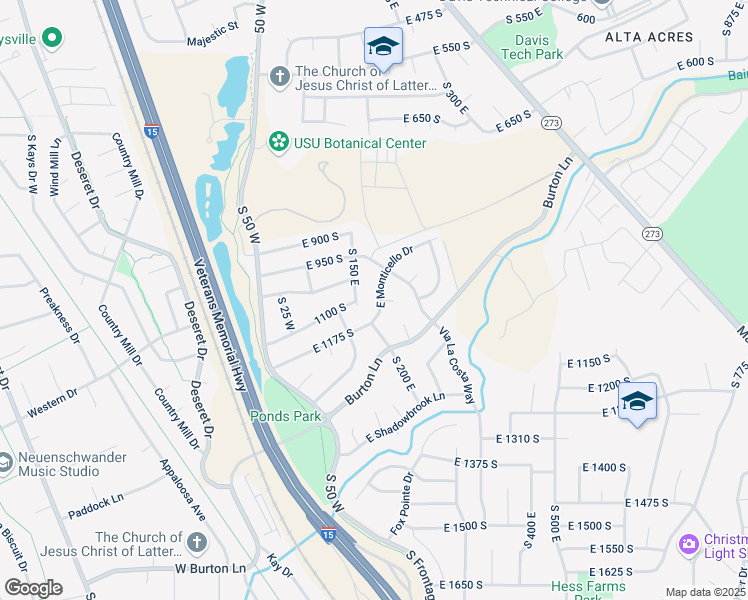 map of restaurants, bars, coffee shops, grocery stores, and more near 215 East Monticello Drive in Kaysville