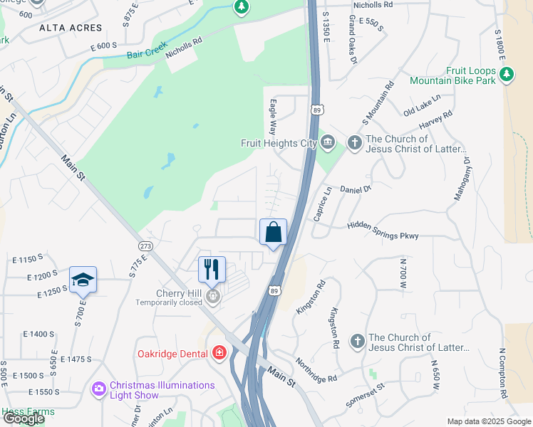 map of restaurants, bars, coffee shops, grocery stores, and more near 938 South Bristol Road in Fruit Heights