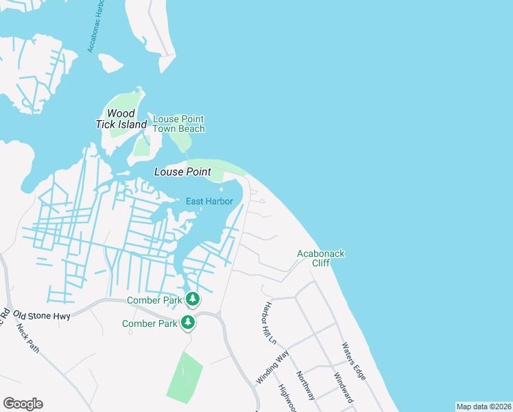 map of restaurants, bars, coffee shops, grocery stores, and more near 72 Louse Point Road in East Hampton