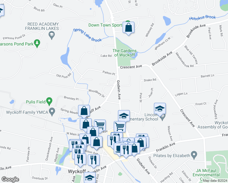 map of restaurants, bars, coffee shops, grocery stores, and more near 766 Wyckoff Avenue in Wyckoff