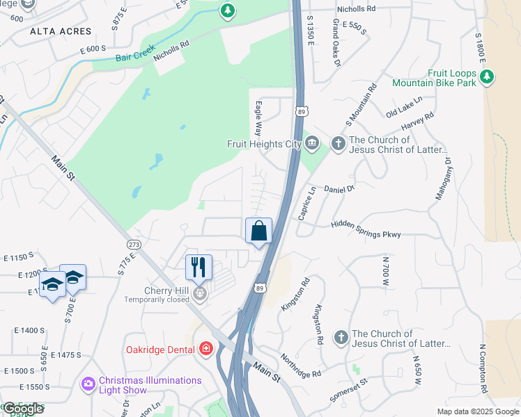 map of restaurants, bars, coffee shops, grocery stores, and more near 1227 East 991 South in Fruit Heights