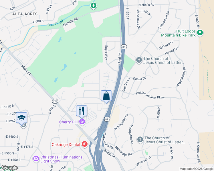map of restaurants, bars, coffee shops, grocery stores, and more near 1227 East 991 South in Fruit Heights
