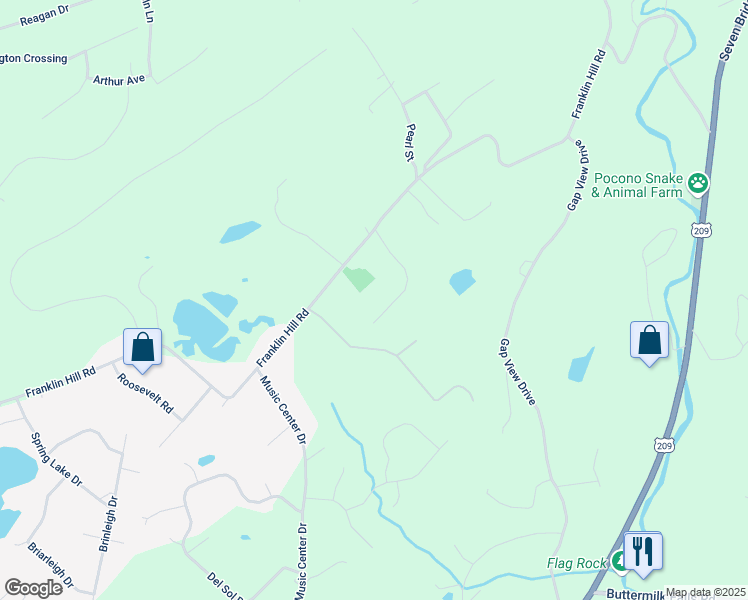 map of restaurants, bars, coffee shops, grocery stores, and more near 5415 Deerfield Drive in East Stroudsburg