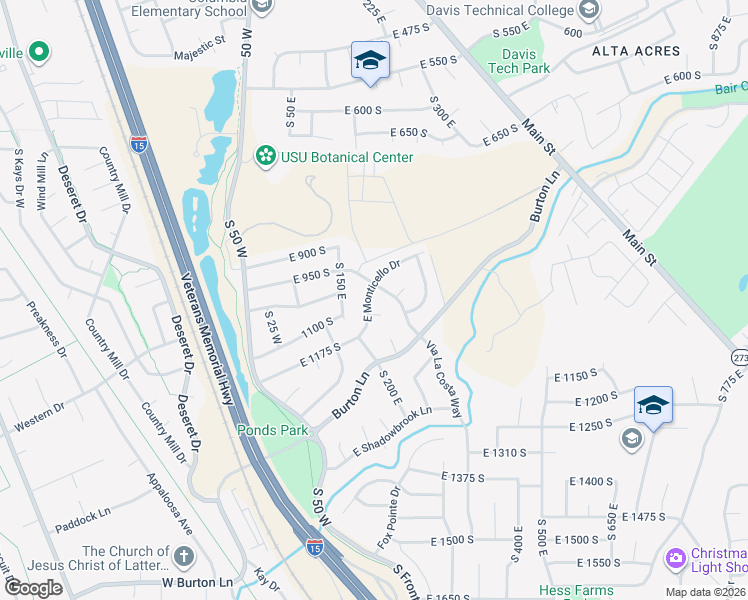 map of restaurants, bars, coffee shops, grocery stores, and more near 226 East Monticello Drive in Kaysville