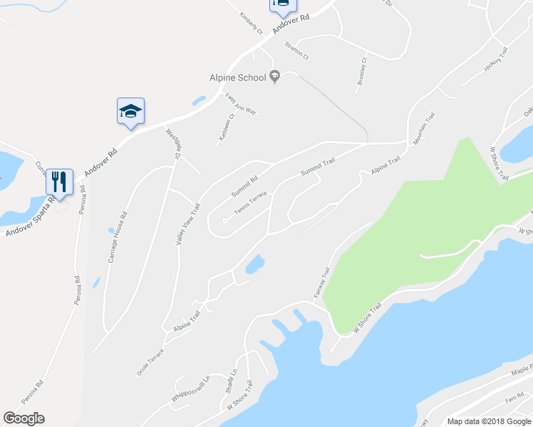 map of restaurants, bars, coffee shops, grocery stores, and more near 137 Summit Road in Sparta Township