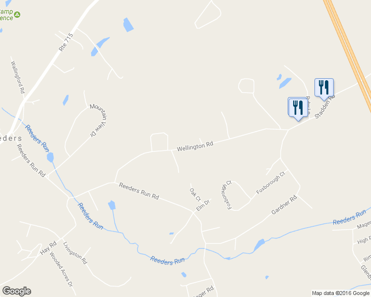 map of restaurants, bars, coffee shops, grocery stores, and more near Wellington Road in Stroudsburg