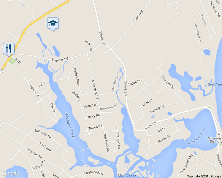 map of restaurants, bars, coffee shops, grocery stores, and more near 1020 Monsell Lane in Cutchogue