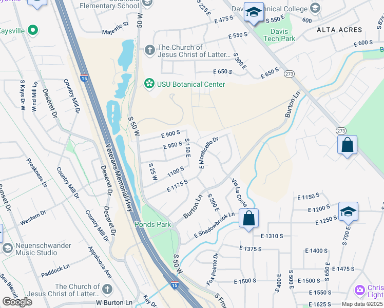 map of restaurants, bars, coffee shops, grocery stores, and more near 128 East 950 South in Kaysville
