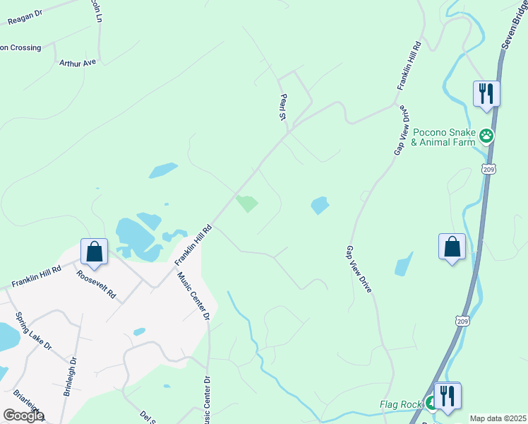 map of restaurants, bars, coffee shops, grocery stores, and more near 5414 Deerfield Dr in East Stroudsburg