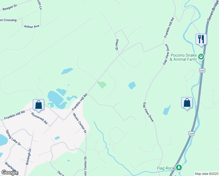 map of restaurants, bars, coffee shops, grocery stores, and more near 5414 Deerfield Drive in East Stroudsburg