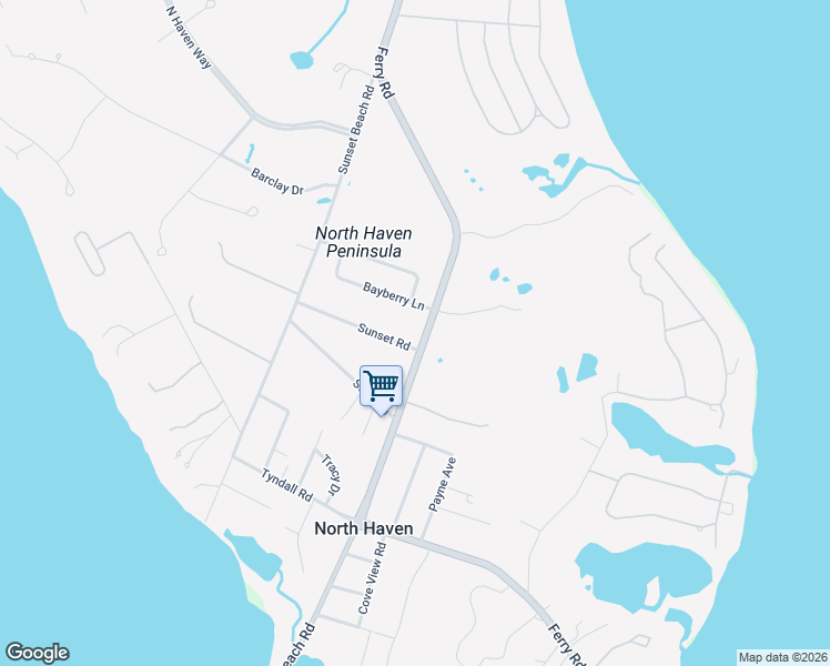 map of restaurants, bars, coffee shops, grocery stores, and more near 1 Bayberry Lane in Sag Harbor