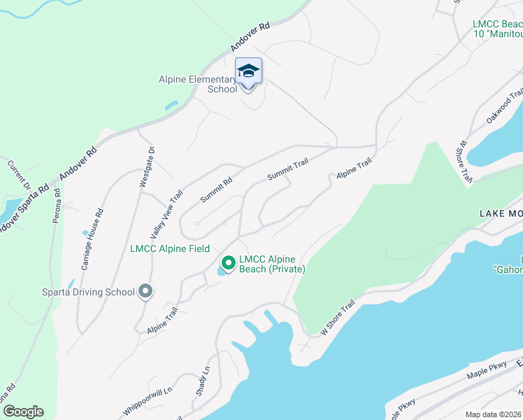 map of restaurants, bars, coffee shops, grocery stores, and more near 10 Summit Terrace in Sparta