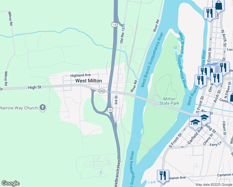 map of restaurants, bars, coffee shops, grocery stores, and more near 229 Broad St in Union