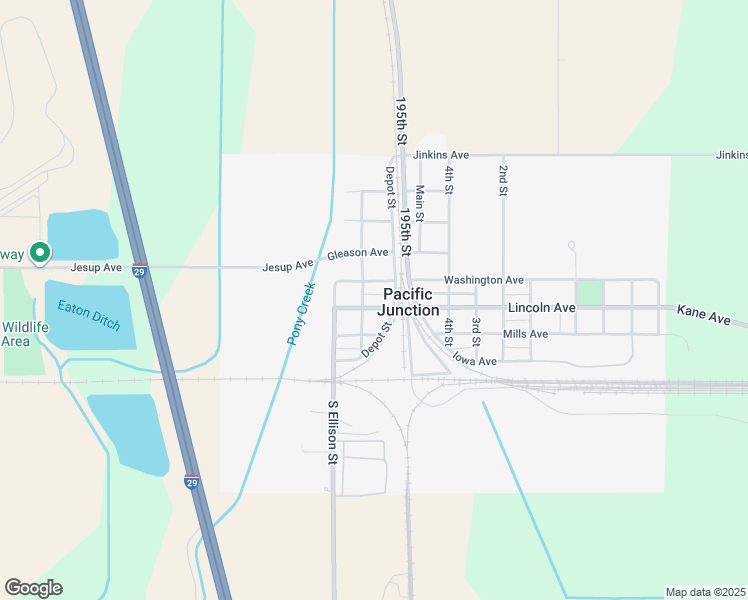 map of restaurants, bars, coffee shops, grocery stores, and more near 301 Depot Street in Pacific Junction