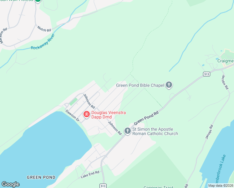 map of restaurants, bars, coffee shops, grocery stores, and more near 27 Sunset Road in Rockaway Township