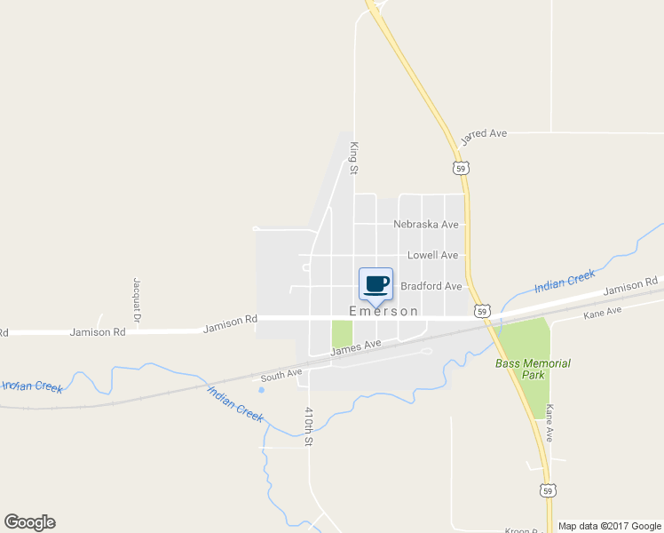 map of restaurants, bars, coffee shops, grocery stores, and more near 511 Harris Street in Emerson