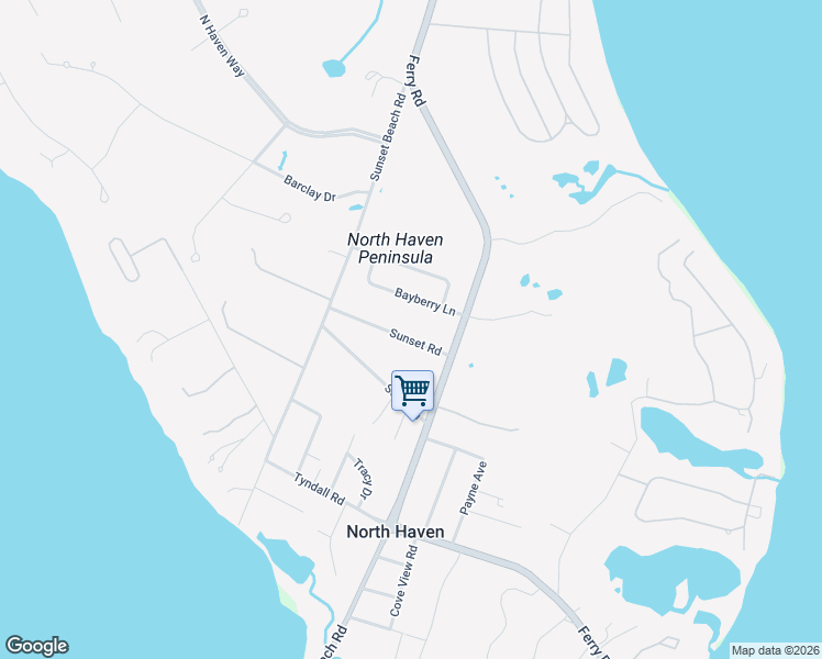 map of restaurants, bars, coffee shops, grocery stores, and more near 14 Sunset Road in Sag Harbor