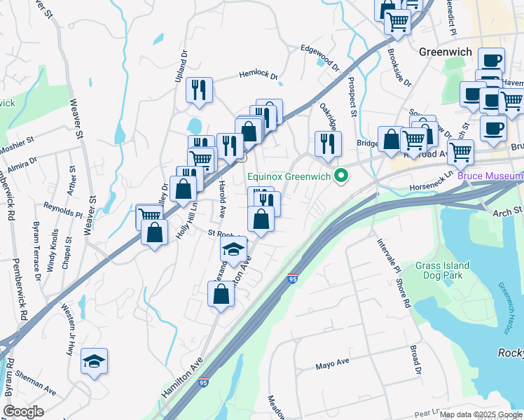map of restaurants, bars, coffee shops, grocery stores, and more near 14 Charles Street in Greenwich