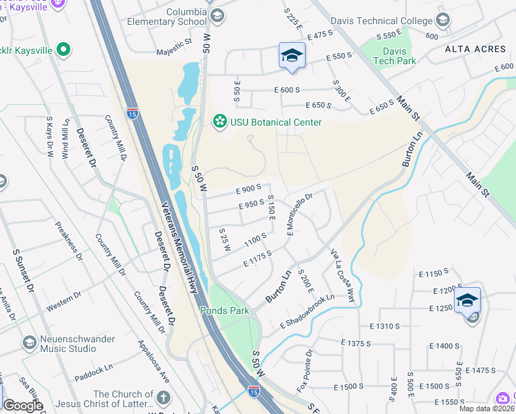 map of restaurants, bars, coffee shops, grocery stores, and more near 94 East 950 South in Kaysville