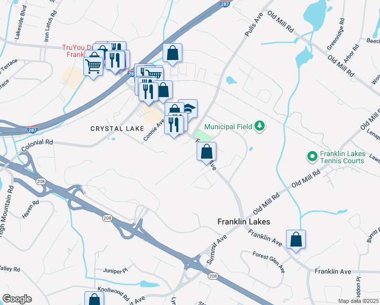 map of restaurants, bars, coffee shops, grocery stores, and more near 514 Shirley Ave in Franklin Lakes
