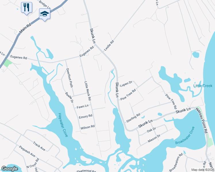 map of restaurants, bars, coffee shops, grocery stores, and more near 795 Monsell Lane in Cutchogue