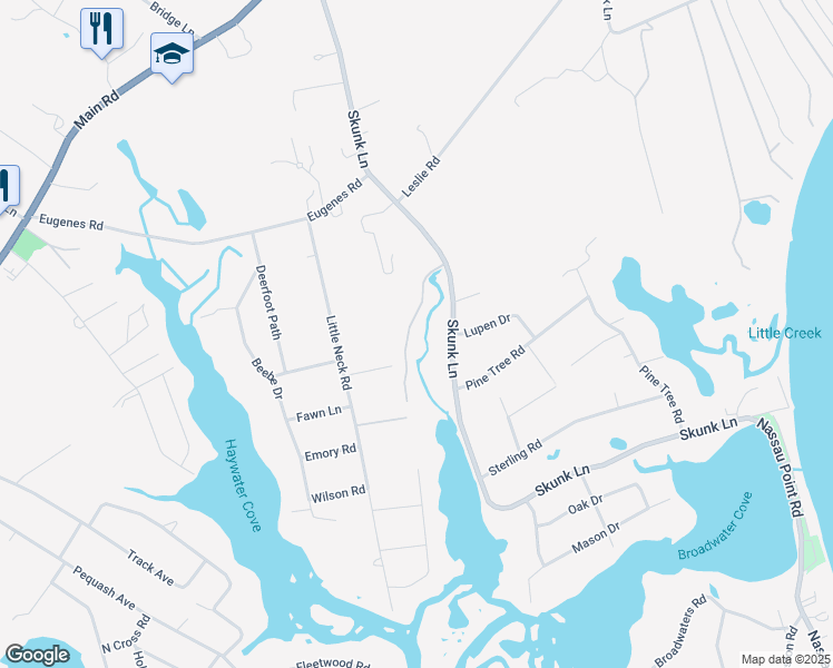 map of restaurants, bars, coffee shops, grocery stores, and more near 795 Monsell Lane in Cutchogue