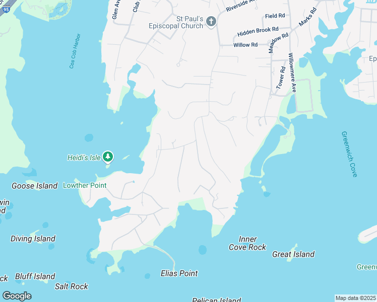map of restaurants, bars, coffee shops, grocery stores, and more near 5 Cathlow Drive in Greenwich