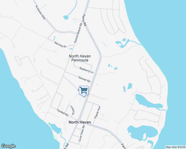 map of restaurants, bars, coffee shops, grocery stores, and more near 1 Bayberry Lane in Sag Harbor