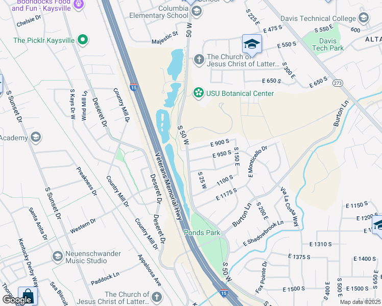 map of restaurants, bars, coffee shops, grocery stores, and more near 47 West 900 South in Kaysville