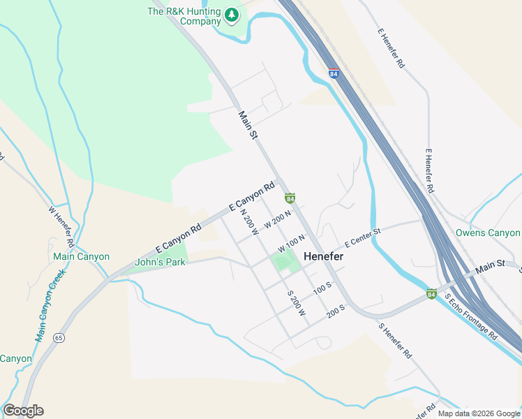 map of restaurants, bars, coffee shops, grocery stores, and more near 265 100 West in Henefer