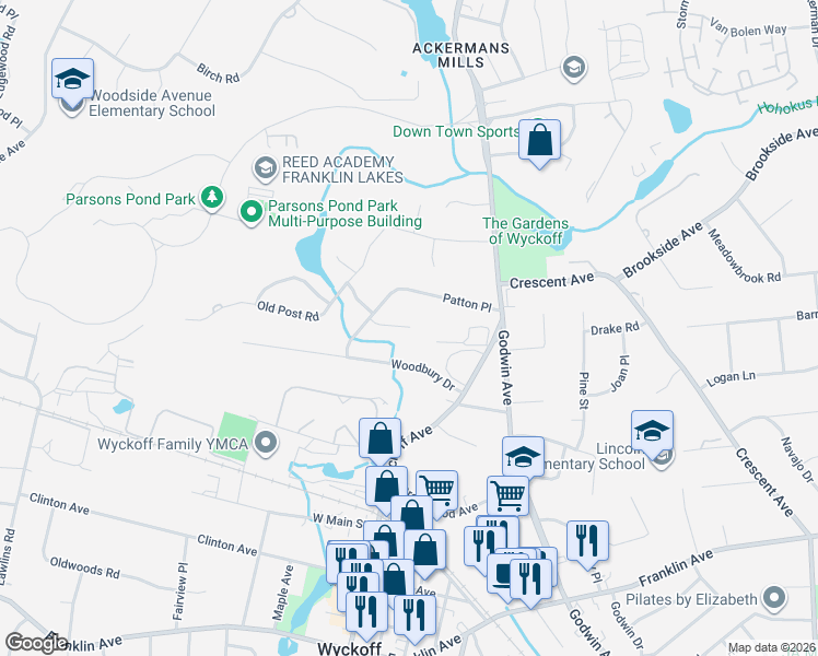 map of restaurants, bars, coffee shops, grocery stores, and more near 410 Hidden Valley Court in Wyckoff