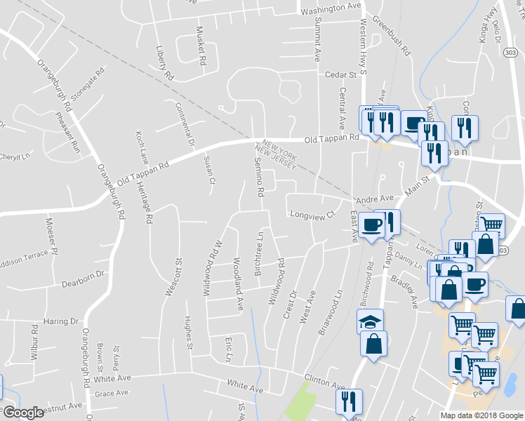 map of restaurants, bars, coffee shops, grocery stores, and more near 618 Wildwood Road in Northvale