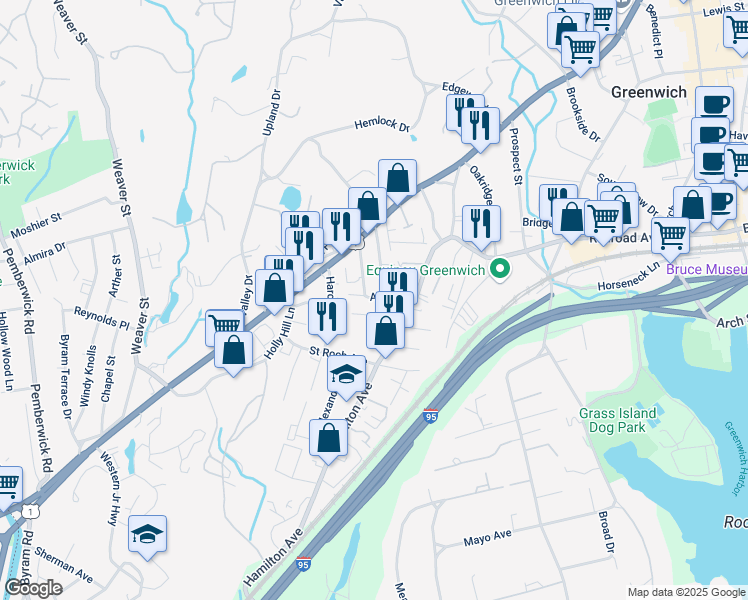 map of restaurants, bars, coffee shops, grocery stores, and more near 14 Charles Street in Greenwich
