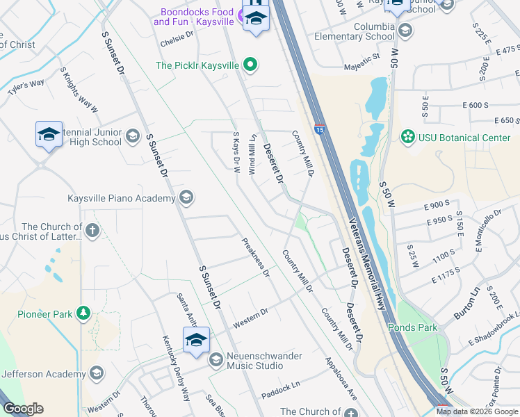 map of restaurants, bars, coffee shops, grocery stores, and more near 938 South Kays Drive in Kaysville