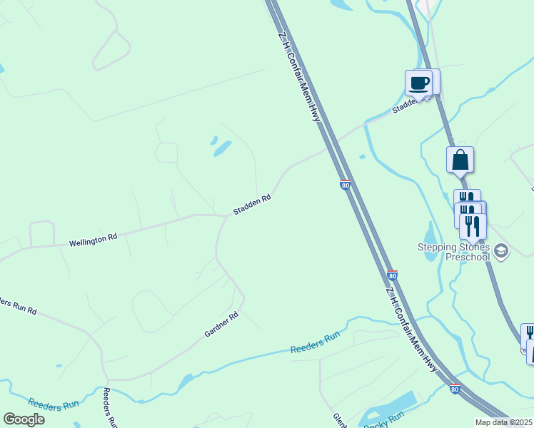 map of restaurants, bars, coffee shops, grocery stores, and more near 132 Stadden Road in Stroudsburg