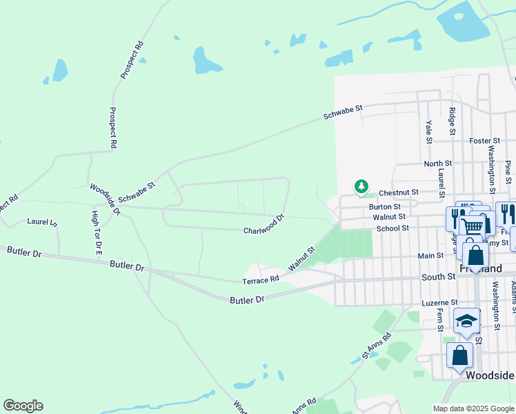 map of restaurants, bars, coffee shops, grocery stores, and more near 17 Roberts Lane in Freeland