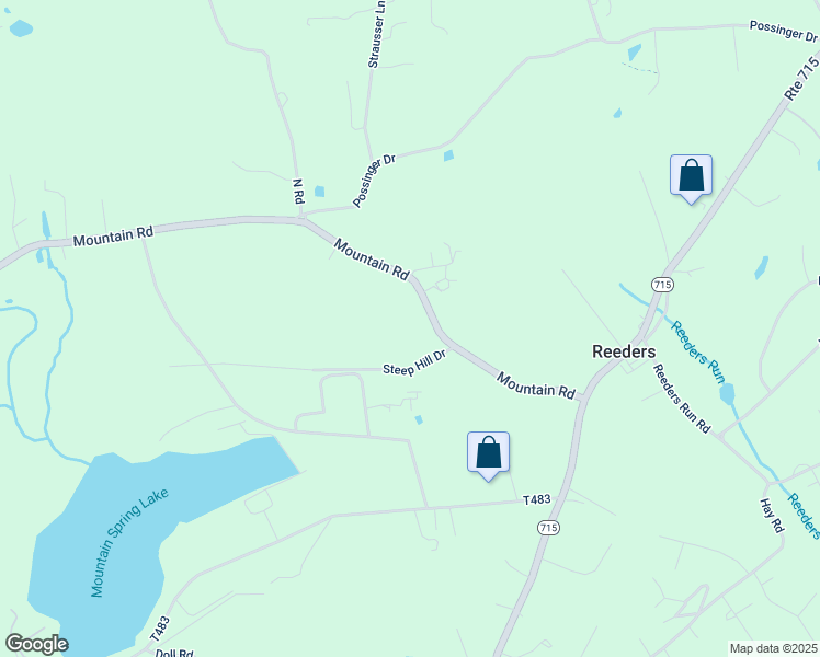map of restaurants, bars, coffee shops, grocery stores, and more near 2738 Mountain Road in Stroudsburg