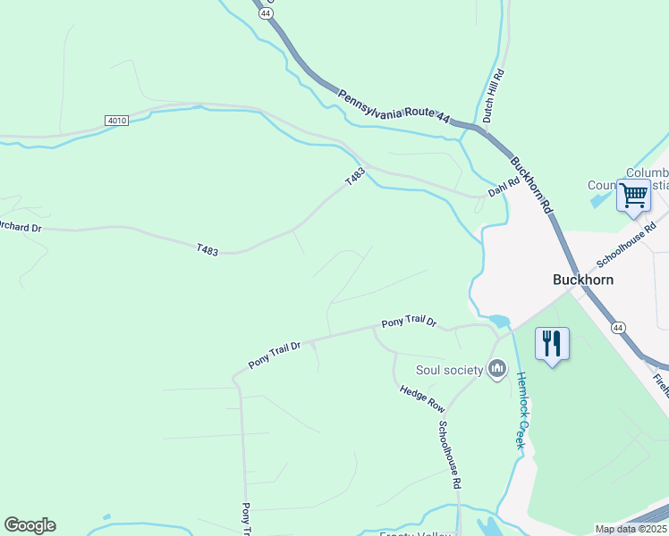 map of restaurants, bars, coffee shops, grocery stores, and more near 20 Nature Dr in Bloomsburg
