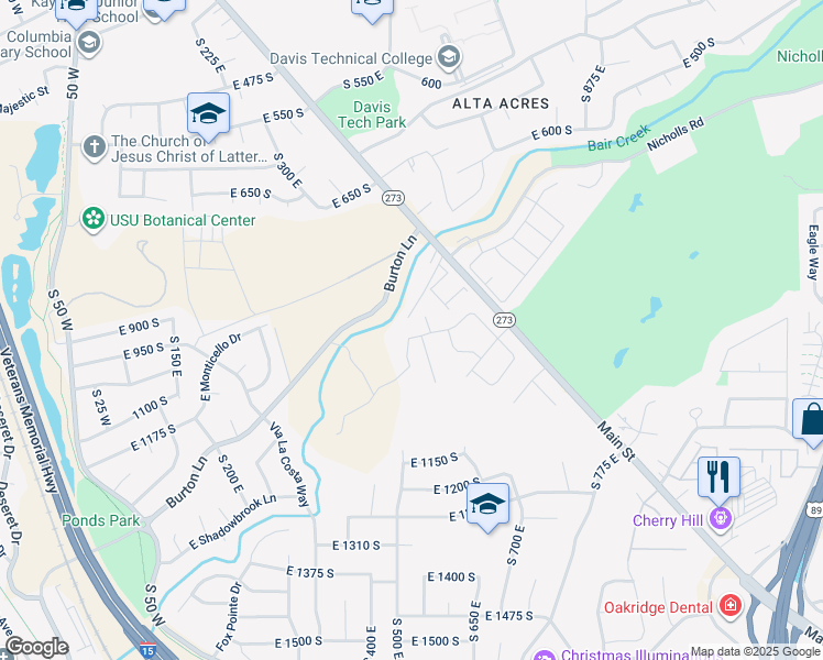 map of restaurants, bars, coffee shops, grocery stores, and more near 557 Warm Springs Drive in Kaysville