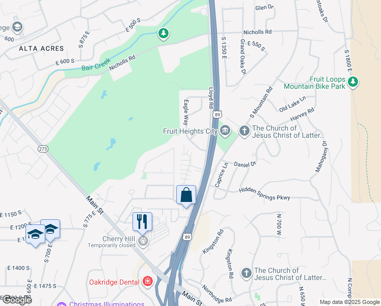 map of restaurants, bars, coffee shops, grocery stores, and more near 1238 East 943 South in Fruit Heights