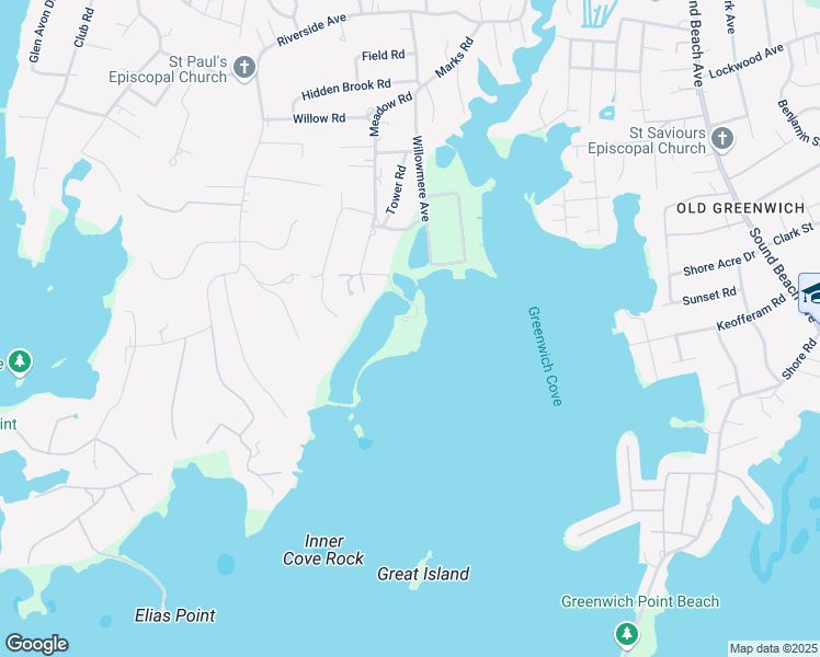 map of restaurants, bars, coffee shops, grocery stores, and more near 123 Meadow Road in Greenwich