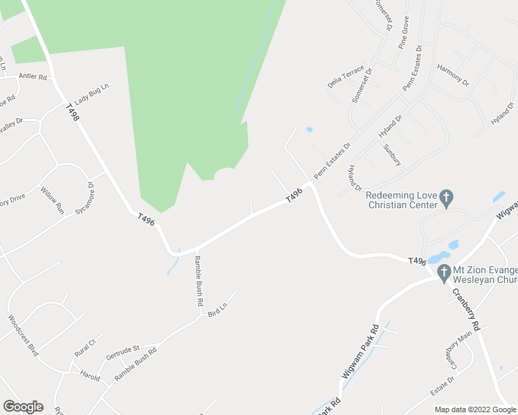 map of restaurants, bars, coffee shops, grocery stores, and more near 532 T496 in East Stroudsburg